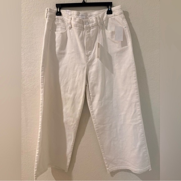 Good American white good waist cropped palazzo jeans size 14 NWT - Picture 5 of 10